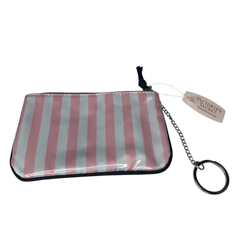 Victoria's Secret NWT Striped Coin Purse with Key Chain